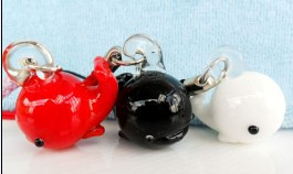 Murano Glass Charms Cellphone Straps Whale (With cellphone straps,assorted colors)