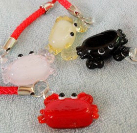 Murano Glass Charms Cellphone Straps Crab (With cellphone straps,assorted colors)