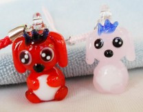 Murano Glass Charms Cellphone Straps Lovely Dog (Sold in per pairs,with cellphone straps)