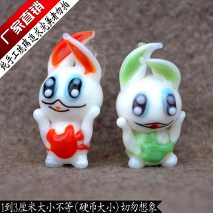 Murano Glass Charms Cellphone Straps Bunny (Sold in per pairs,with cellphone straps)