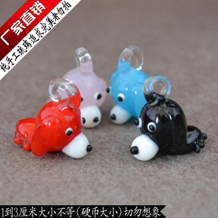 Murano Glass Charms Cellphone Straps Dog (Sold in per pairs,with cellphone straps,assorted colors)