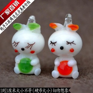Murano Glass Charms Cellphone Straps Shy Bunny (Sold in per pairs,with cellphone straps)