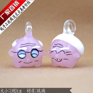 Murano Glass Charms Cellphone Straps Old Couple(Sold in per pairs,with cellphone straps)