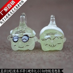 Luminous Murano Glass Charms Cellphone Straps Old Couple(Sold in per pairs,with cellphone straps)