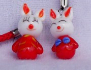 Murano Glass Charms Cellphone Straps Rabbit (Sold in per pairs,with cellphone straps)