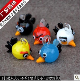 Murano Glass Charms Cellphone Straps Angry Birds (With cellphone straps,assorted colors)