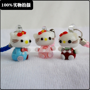 Murano Glass Charms Cellphone Straps Hello Kitty (With cellphone straps,assorted colors)