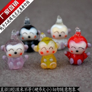 Murano Glass Charms Cellphone Straps Smiling Monkey (With cellphone straps,assorted colors)