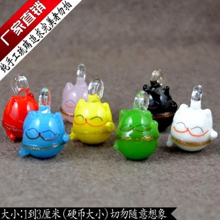 Murano Glass Charms Cellphone Straps Fortune Cat (With cellphone straps,assorted colors)