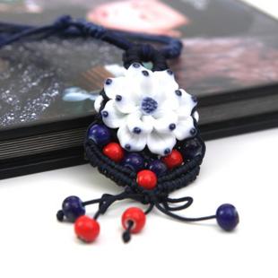 Ceramic Flower Necklace With Tassels 