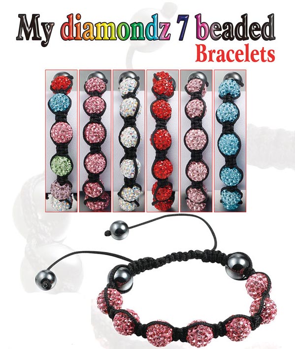 Shamballa Bracelets (Sold in per package of 12pcs, assorted colors)