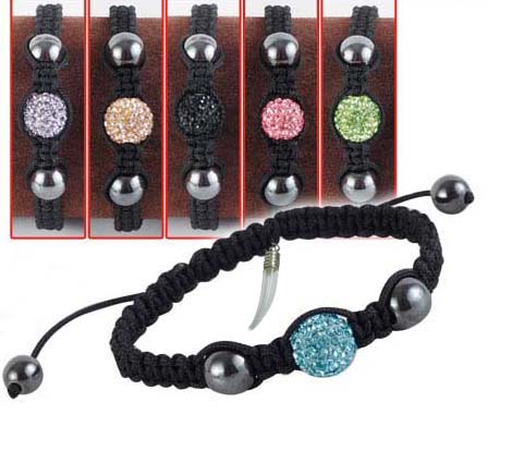Shamballa Bracelet With 5MM Glass Vials (Sold in per package of 12pcs, assorted colors)