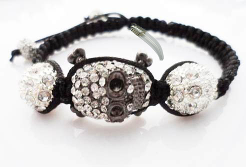 Shamballa Skull Bracelet With 5MM Glass Vials (Sold in per package of 12pcs)