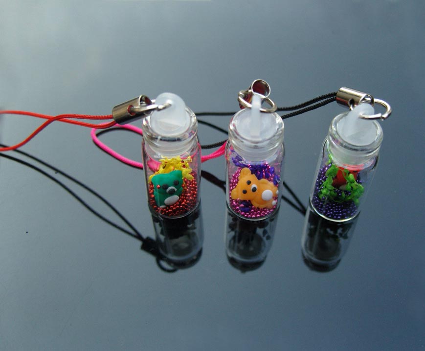 Mini Bottle With bears,beads,real flowers(Assorted)