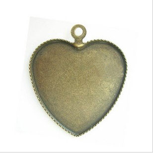 16x25MM Bronze Heart Photo Jewelry Pendant Blank (sold in per package of 250pcs)