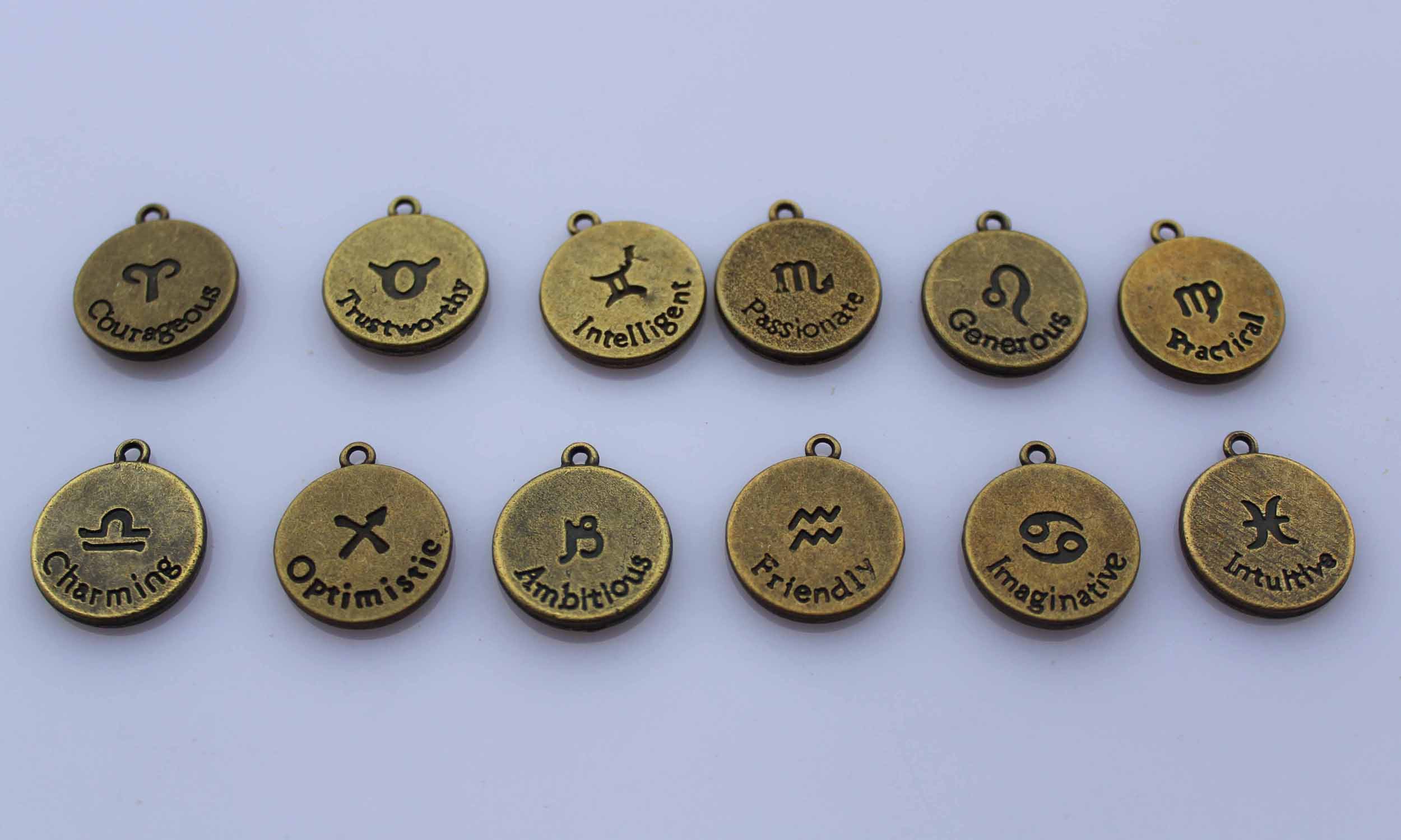 18MM Bronze Zodiac Signs (sold in per package of 12pcs)