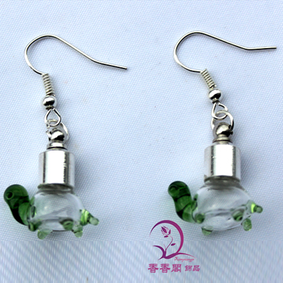 Premade Earrings(Sold in Per Pairs,6MM Turtle Green Preglued silver-plated screw caps)