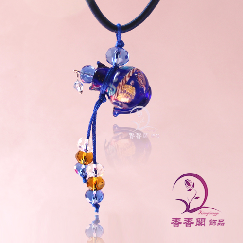 Murano Glass Perfume Necklace Lovely Cat (with cord)