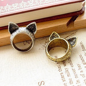 Vintage Cute Cat Ears Rings