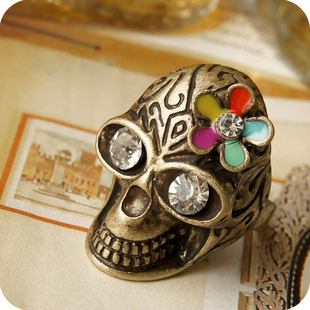Vintage Skull Carve Flower Rings