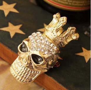 Punk Sparkling Crown Skull Brooches