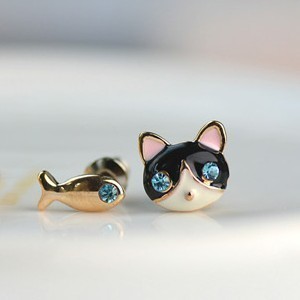 Small Cat Fish Stud Earrings 