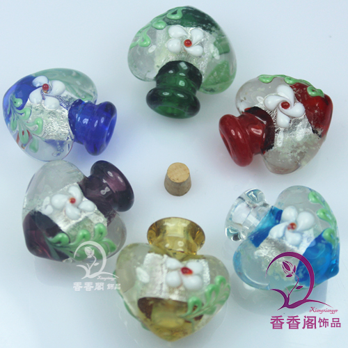 Luminous Murano Glass Essential Oil Vials Heart(27X26MM,0.25ML)