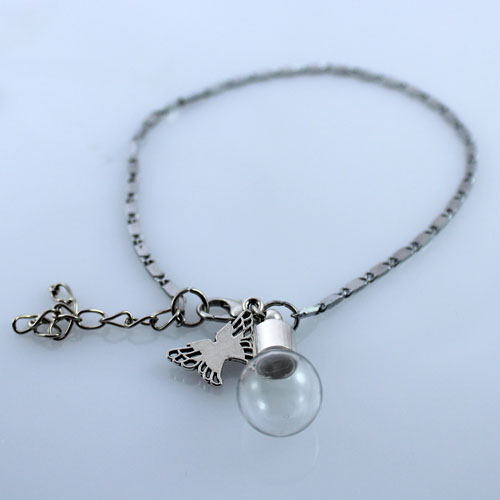 Chain Bracelets With Glass Vials (6MM Bulb,Preglued silver-plated screw caps)