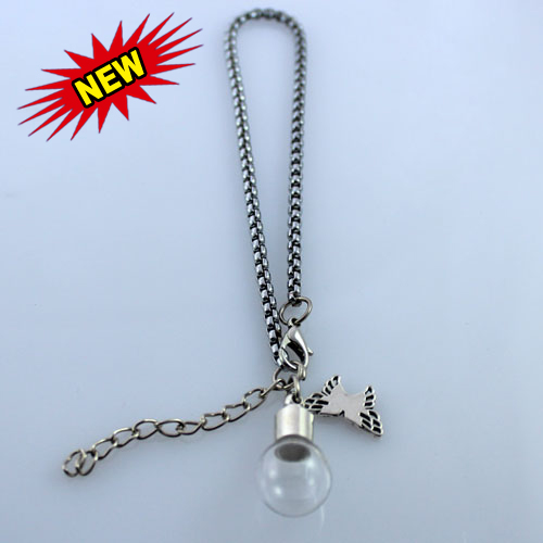 Chain Bracelets With Glass Vials (6MM Bulb,Preglued silver-plated screw caps)