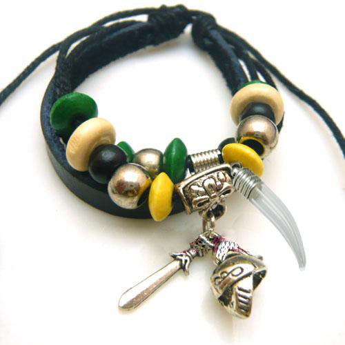 Leather Sword Bracelet With 5MM Glass Vials (Sold in per package of 12pcs)