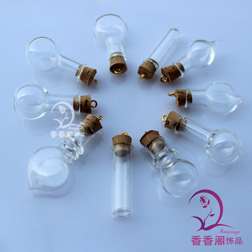 8MM Glass Vials With Golden Ring Corks(Assorted Designs)