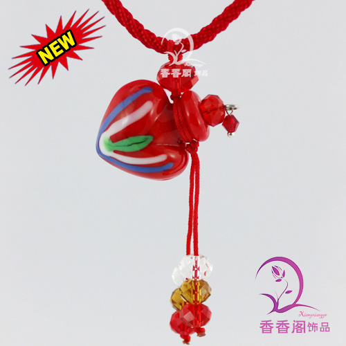 Murano Glass Perfume Heart Necklace (with cord)