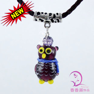 Lovely Owl Murano Glass Perfume Necklace(with cord)