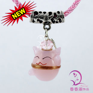 Murano Glass Perfume Necklace Fortune Cat (with cord)