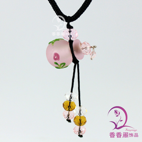 Murano Glass Perfume Necklace Candy Ball With Flower (with cord)