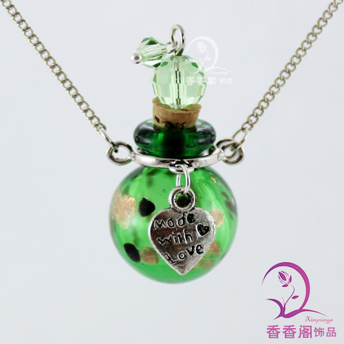 Murano Glass Perfume Necklace Ball With Alloy Love Heart