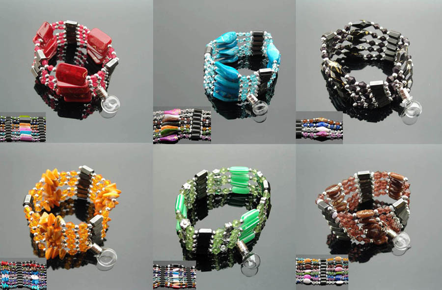 Magnetic Health Bracelets With 5MM Glass Vials(Assorted)