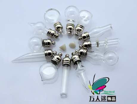 5MM Glass Vials(Nickel-plated metal round caps,assorted designs)