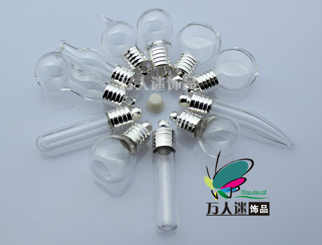 6MM Glass Vials(Silver-plated metal caps,assorted designs)