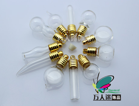 6MM Glass Vials(Gold-plated caps,assorted designs)