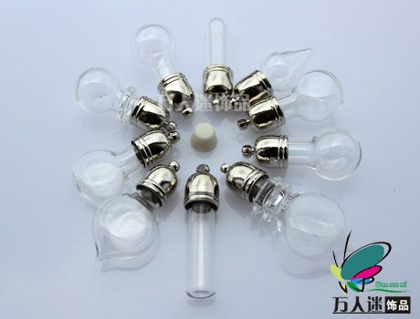 8MM Glass Vials(Nickel-plated metal round caps,assorted designs)
