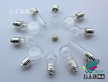8MM Glass Vials (silver-plated metal caps,assorted designs)