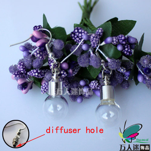 Perfume Vial Earrings(Sold in Per Pairs,6MM Bulb,With Diffuser Hole)