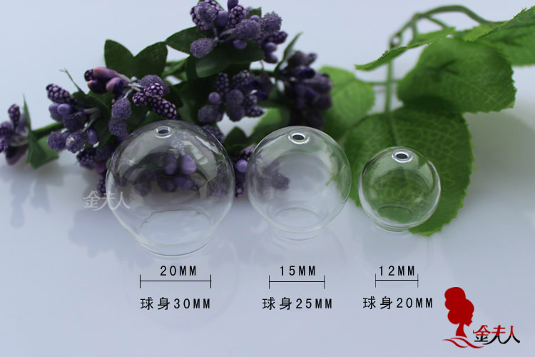 20MM 25MM 30MM Empty Glass Globe Vials With Top Hole