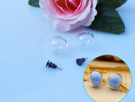 16MM Glass Globe Earrings With Earring Pad(Sold In Per Pairs)