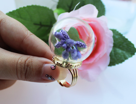30MM Glass Globe Bubble Vial Rings(Assorted Vintage Ring Base Colors)