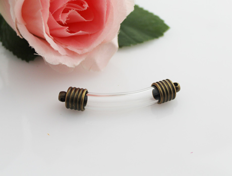 8MM Curve Tube For Rice Bracelets (with two bronze-plated metal caps & one rubber stopper)