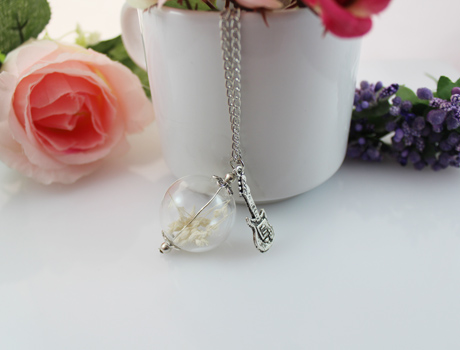 25MM Glass Globe Necklace With Violin