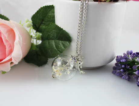 25MM Glass Globe Necklace With Dolphin
