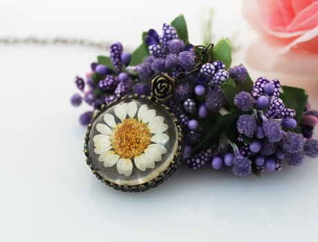 28MM Resin Real Flower Necklace